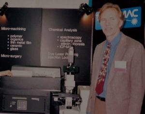 Paul Christensen demonstrating the Potomac's first excimer laser in 1987.