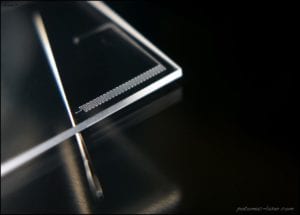 Microfluidic channels in plastic substrate.  