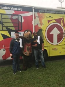 Potomac Engineers Zach Hutton & John Ford With UMD Mascot at Mfg Day 